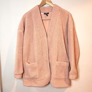 GAP | blush pink open front Sherpa jacket